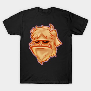 Grumpy Brown Monster With Horns Halloween T-Shirt